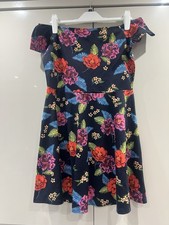 Newlook Off The Shoulder Floral Summer Skate Dress Size 14 Excellent Condition