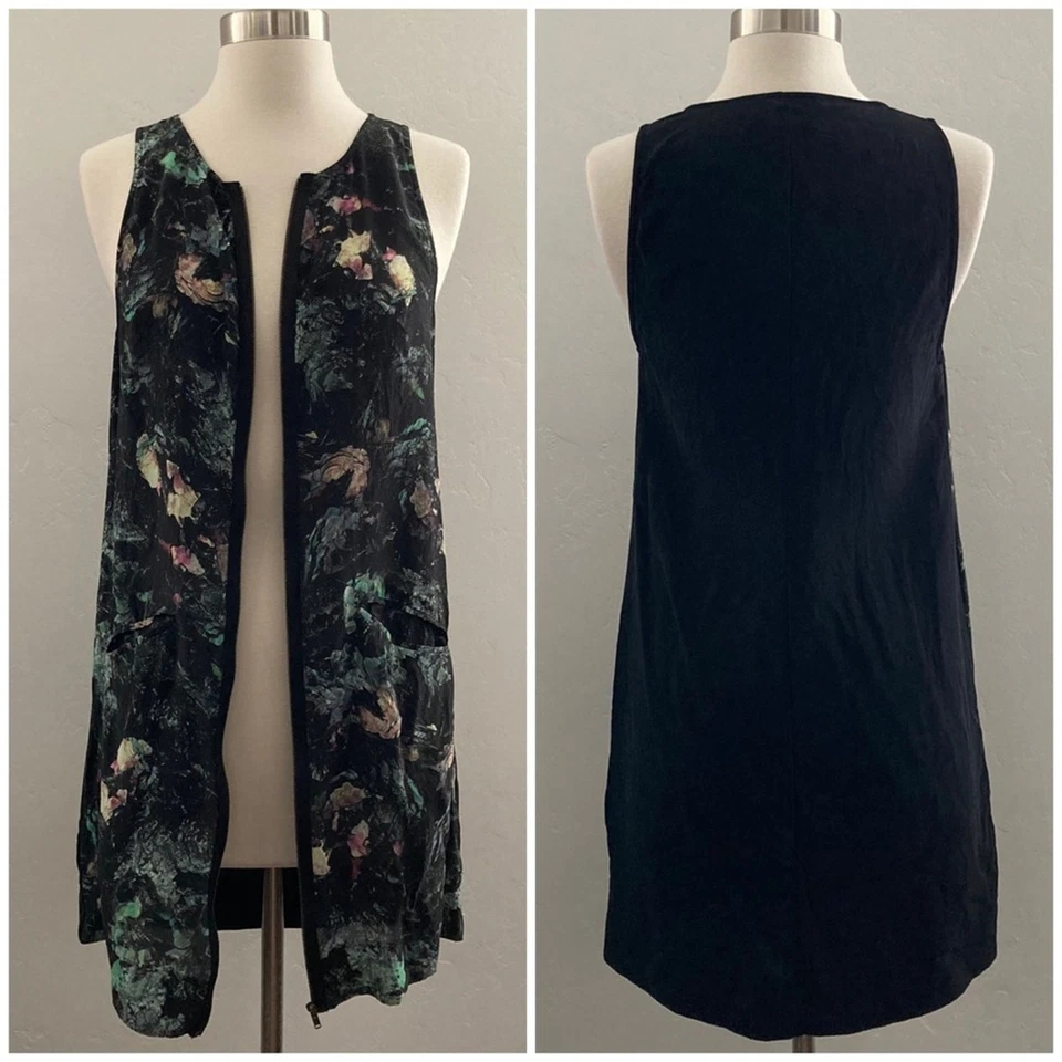 Mini Vestido Vena Cava 100% Seda Sin Mangas Cremallera Completa Celebridad Negro Talla 6 Foto 3 de 4