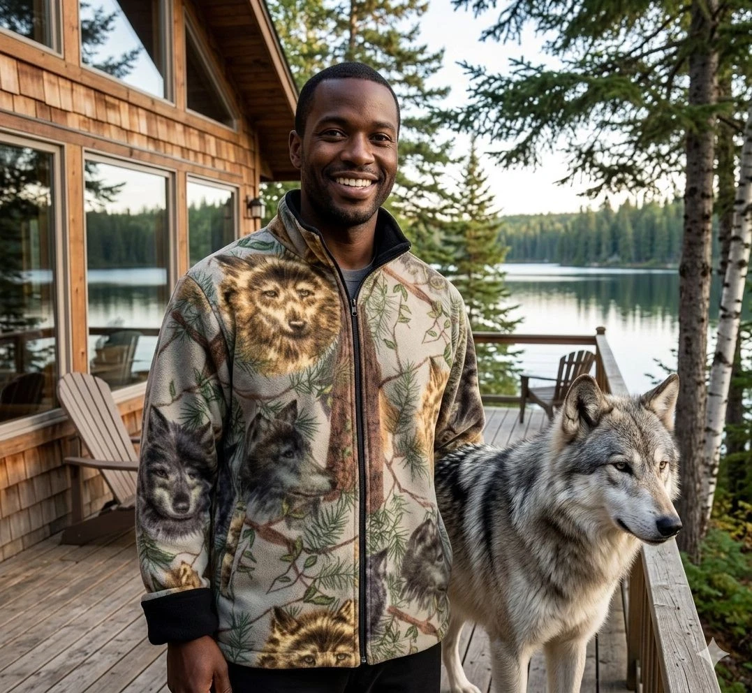 ZooFleece Wolf Pack Wolves Fleece Wildlife Outdoor Sweater Unisex Jacket S-2X