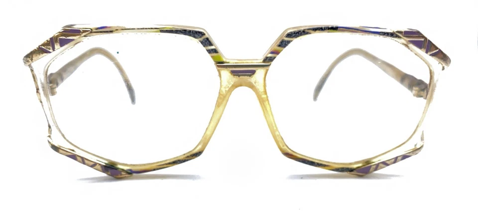 Monturas de gafas cuadradas transparentes doradas vintage Cazal Alemania mujeres diseñador moda Foto 2 de 4