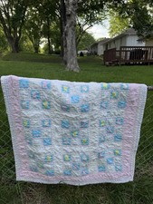 Vintage Toddler Teddy Bear Quilt Baby Blanket