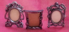 Three Mini Pewter  Vintage Picture Frames