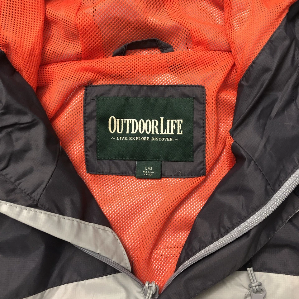 Outdoor Life Windbreaker Rain Jacket Mens Large Hooded Gray NWT $50 - Image 4 of 4