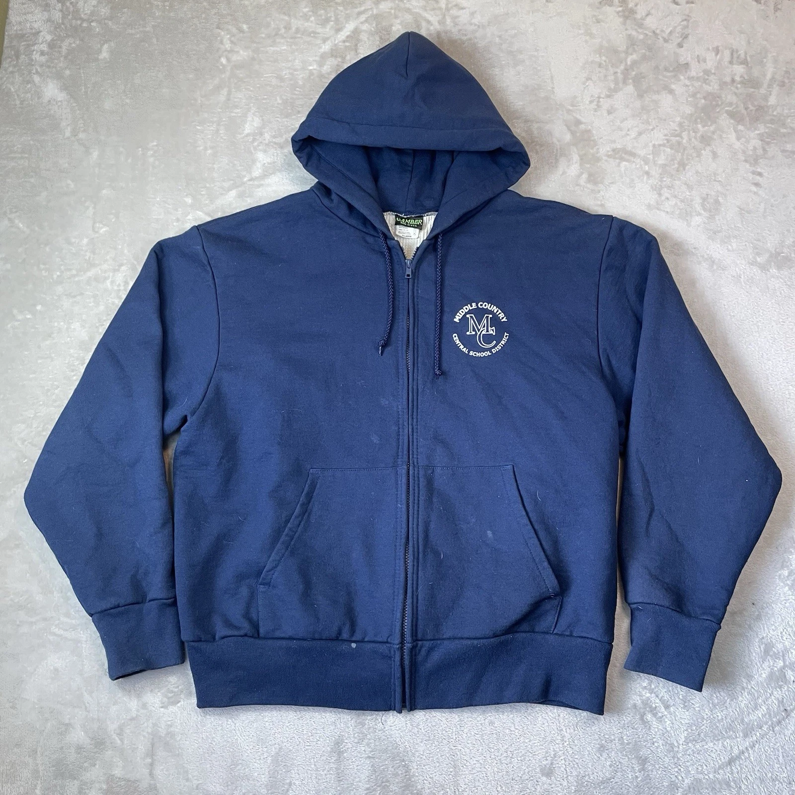 Vintage Camber Thermal Lined Zip-up Hoodie Navy Blue Mens XL Made In USA