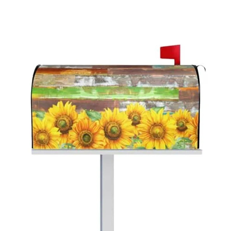 Magnetic Mailbox Cover Standard Size 21''x18'' Post Letter Box Cover Sunflowers