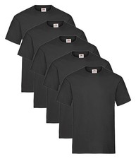 Fruit of the Loom Tshirts Black Pack of 5  Large  L Size