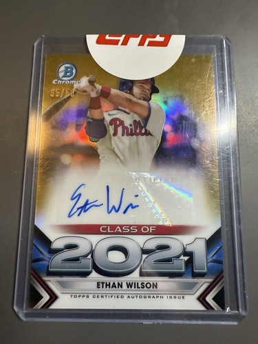 2021 Bowman Chrome Class of 2021 GOLD REFRACTOR Phillies AUTO Ethan Wilson /50