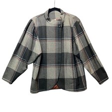 Vintage Peabody House Plaid Wool Blend Jacket Women 11/12 Korea Puff Sleeve