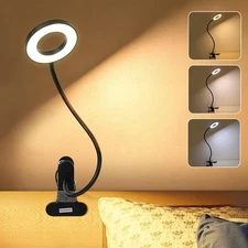 Clip on Light Reading Light Book Light with Clamp 3 Color Modes&10 Brightness...