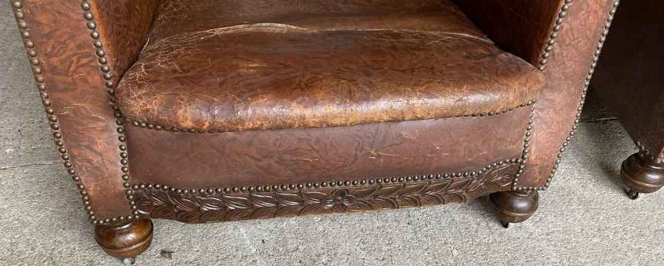 Pair Of Late 19th Century Leather Armchairs - Image 3 of 4