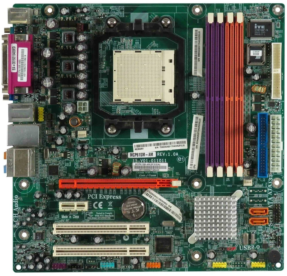 Ecs Mcp61sm-Am Socket Am2 4x Ddr2 2x Pcie 2x Pci Matx - Image 2 of 2