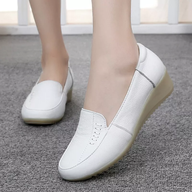New Womens Leather Oxfords Comfort Nursing Shoes Hospital Wedge Nurse Work Shoes