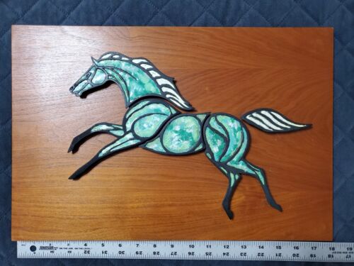 Vintage Hagen Renaker Pferd Wandbild Holz Plakette Mid Century Mosaik Keramik - Bild 2 von 14