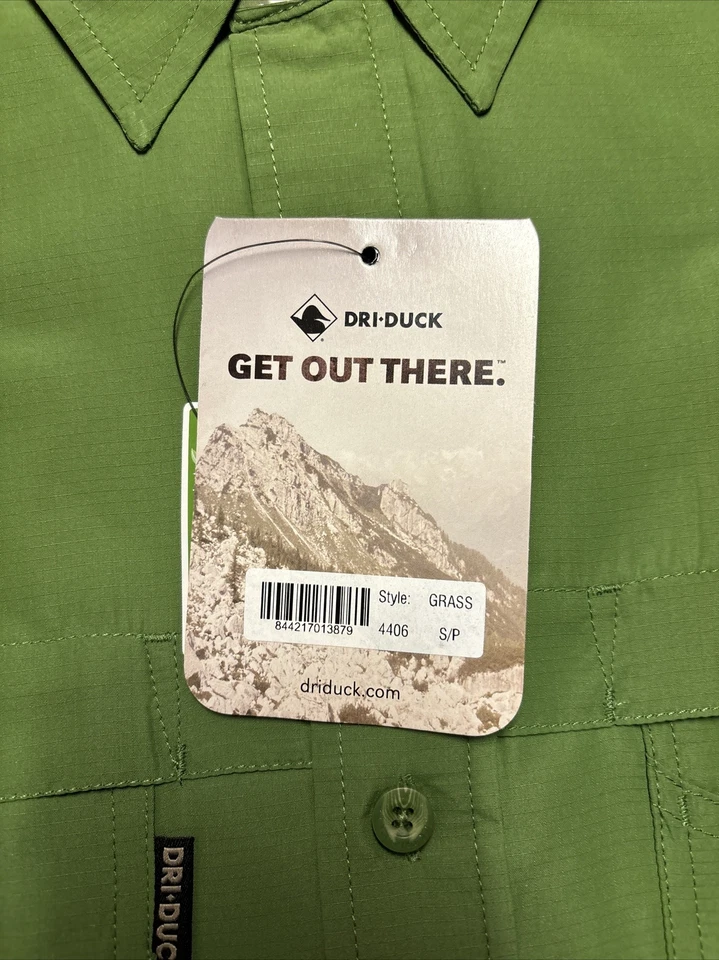 Dri Duck Fishing Shirt Mens Small Green Short Sleeve Vented Water Res New S - Image 2 of 4