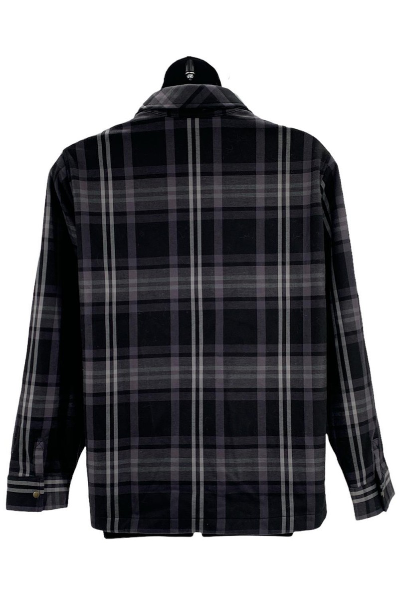 Denim & Co. Plaid Flannel Bonded to Fleece Shacket Black | eBay