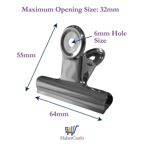 Bulldog Clips Metal Paper Clip Binder Grip Clip Clamp (22mm/31mm/50mm/64mm/75mm) - Picture 13 of 14