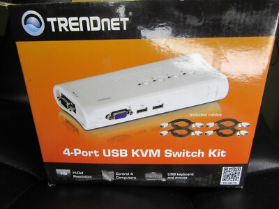 TRENDnet 4-Port USB KVM Switch Cable Kit Manage 4 Computers, USB TK407K