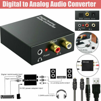 NEW Optical Coaxial Toslink Digital to Analog Audio Converter Adapter RCA L/R