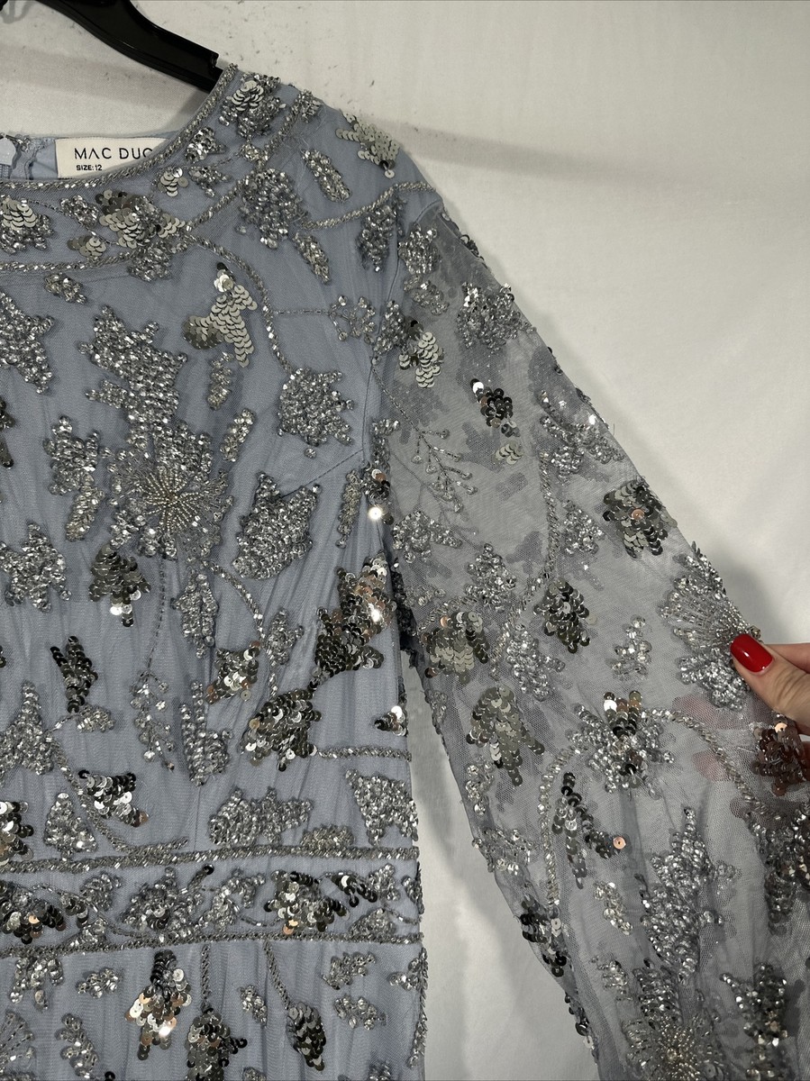 ★Mac Duggal★ Navy スパンコール付きハイネック Aラインドレス Mac Duggal(マックドゥガル) パーティードレス(レディース