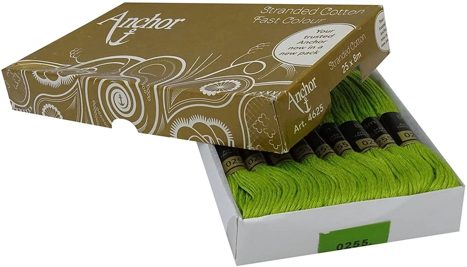 Hilo de algodón trenzado de ancla para punto de cruz/color bordado - verde 255 Foto 3 de 4