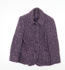 EWM Womens Purple Jacket Blazer Size 10 Button