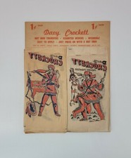 1950s NOS Davy Crockett Iron On Transfers w/ Store Display Card - 144 Total 