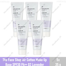 5 x The Face Shop Air Cotton Make Up Base SPF30 PA  02 Lavender Clear Coverage