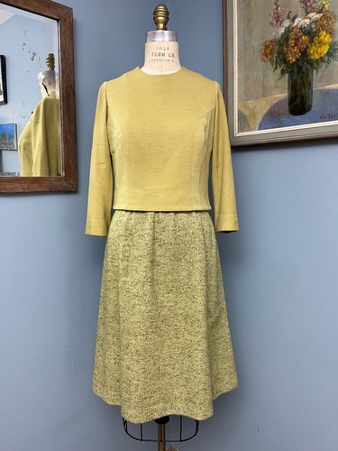Traje de Costura Mainbocher De Colección Años 60 MCM 3 piezas Chaqueta Top Falda Set Lana de Seda 8 10 - Imagen 3 de 24