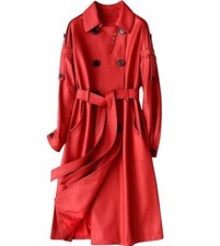 Women Handmade Stylish Trench Coat Lambskin Leather Trench Coat | Gift Fir Her |