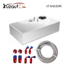 17 GALLON TOP-FEED ALUMINUM FUEL CELL GAS TANK+CAP+LEVEL SENDER+STEEL LINE KIT