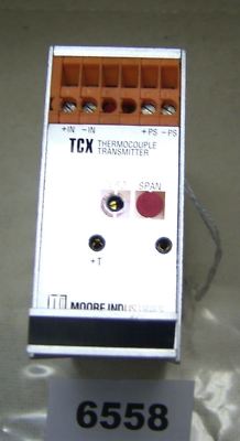 Moore Ind. Thermocouple Transmitter TCX/J5-10MVFS/4-20MA/12-42DC-LSA