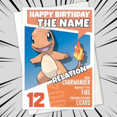 personalised charmander pokemon birthday card personalized pokemon anime ebay