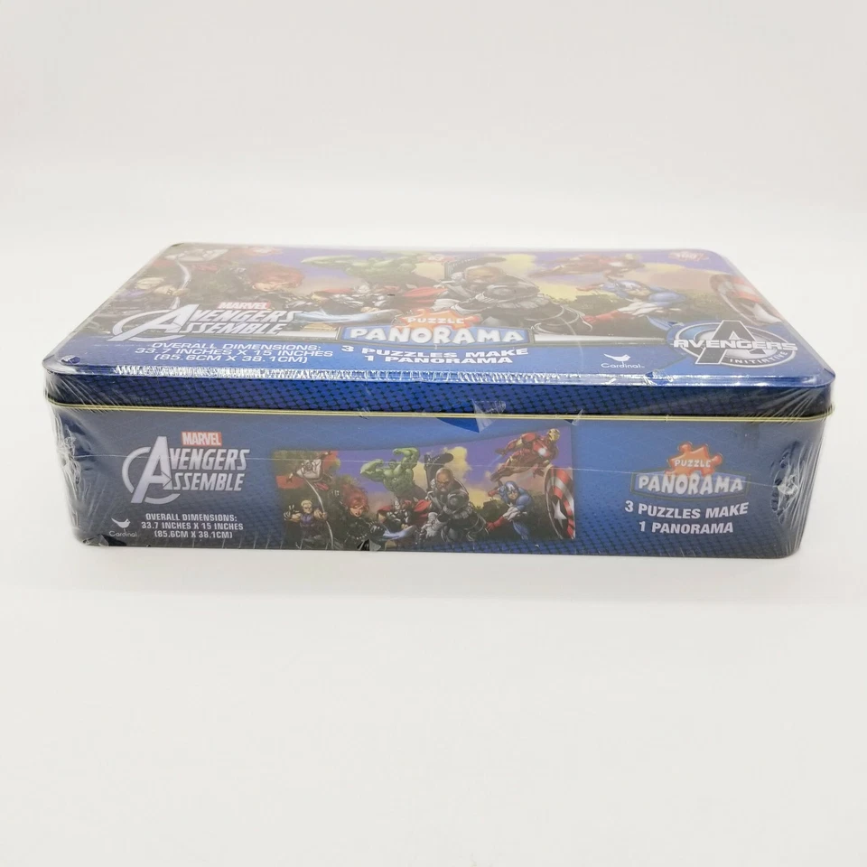 NEW SEALED Marvel Avengers Metal Tin 3 Puzzles 1 Panorama 100 Piece Puzzle Set - Image 4 of 4