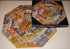 Assembled United Plates of America Springbok Octagon Puzzle Antique Old License