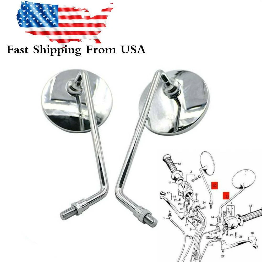 2X Rear View Mirrors 88110-329-730 For Honda CT90 SL350 XL250 ST90 S90 CB100