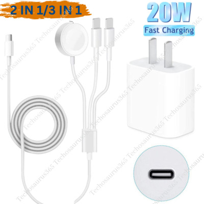 USB C Adapter Magnetic Fast Charger For Apple Watch 7/6/5/4/3/2/1/SE iPhone iPad