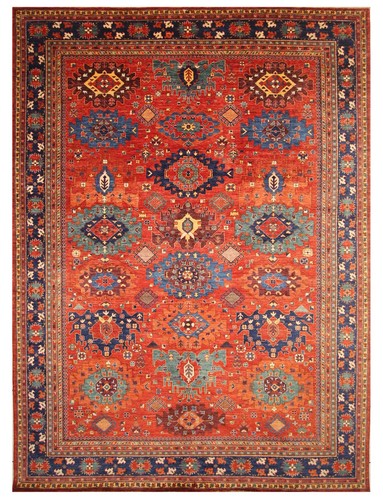 10 x 14 ft Rusty Red Samarkand Afghan Hand Knotted Wool Oriental All Over Rug - Picture 21 of 21