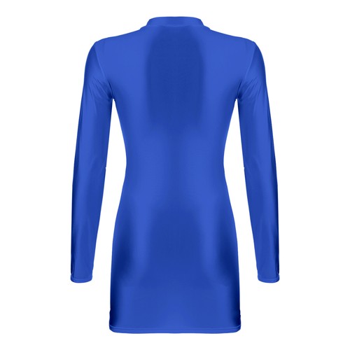 UK Womens Oily Glossy Mini Dress Long Sleeve Bodycon Dress Stretchy Rave Party - Picture 58 of 110