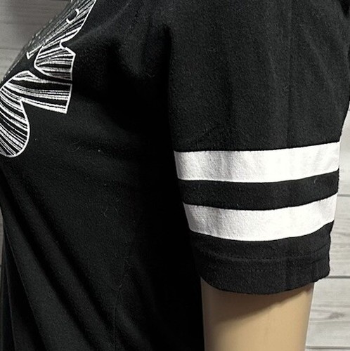 Star Wars T-Shirt Juniors Medium Black White Retro Style Varsity Stripe Sleeves - Picture 6 of 12