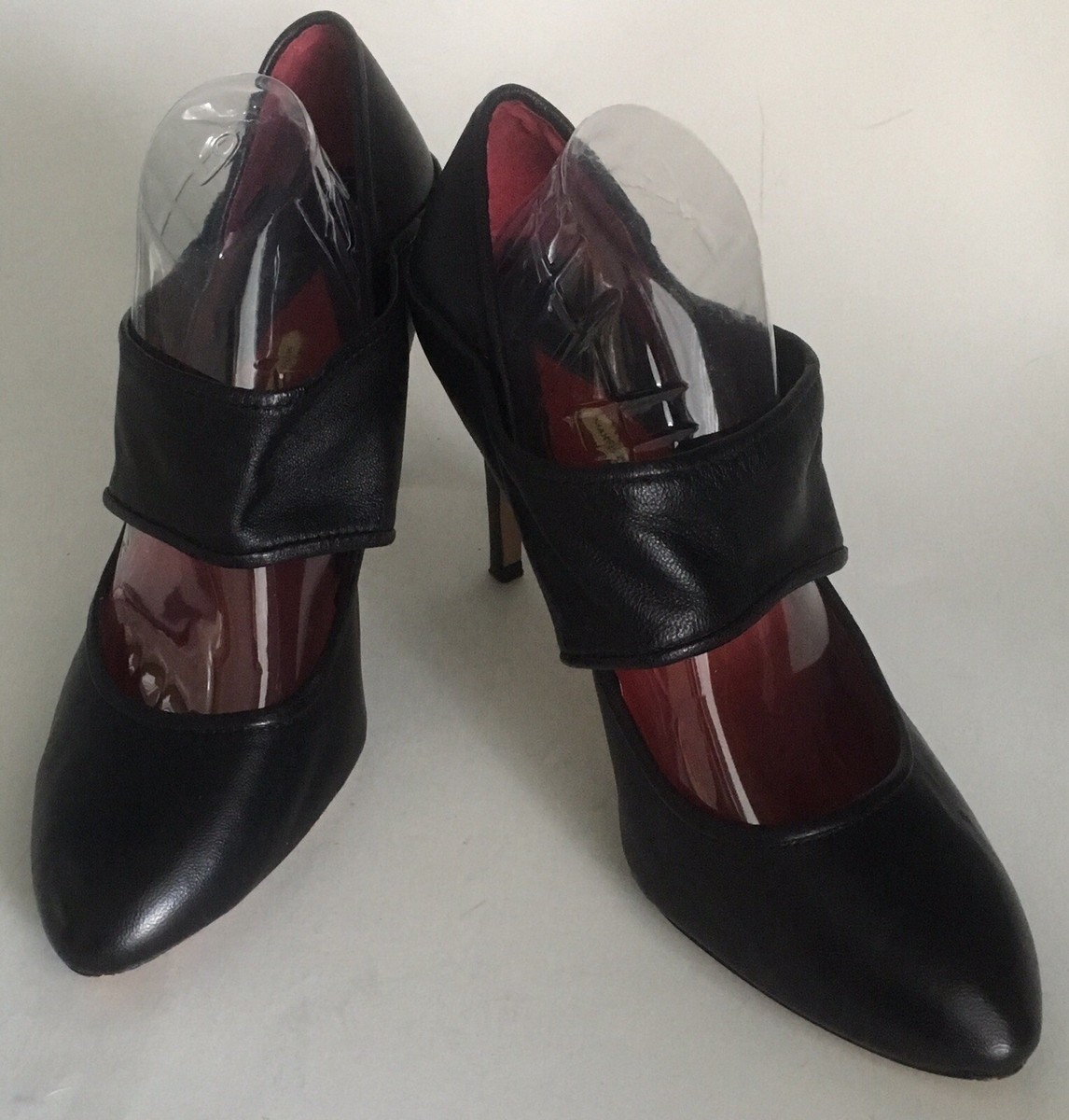 Max Studio Lespos Leather Mary Jane Stiletto Heels Black Career Women's US  Sz 9M