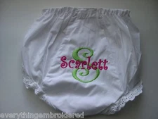 Personalized White Diaper Cover Bloomers Choose Colors Name Initials Size 1 0-6m