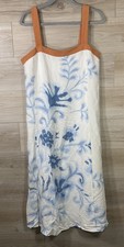 Loft Ann Taylor White Blue Sleeveless A Line Dress Women’s 12P Coastal Beachy