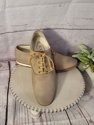 Tod's Women's Beige/Taupe  Oxford Lace-Up Shoes | Size 39EU/8.5US. Made in Italy