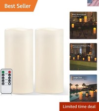 Ivory 12" x 5" Flameless LED Pillar Candles with Timer - Perfect for Outdoors