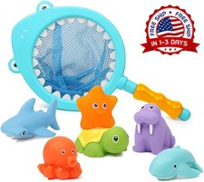 Juguetes flotantes de animales para beb s, juguetes de piscina, red de pesca