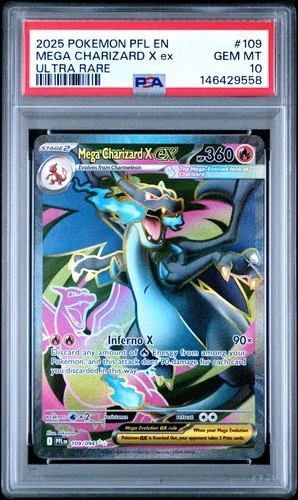 2025 POKEMON PFL EN-PHANTASMAL FLAMES ULTRA RARE #109 MEGA CHARIZARD X EX PSA 10