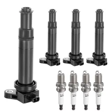 Ignition Coil Packs & Spark Plugs Fit for 1.6L 1.6 Hyundai Accent Kia Rio 5 R...