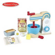 Melissa Doug Wooden Make-a-Cake Mixer Set Kitchen Toy, Numbered Turning Dials