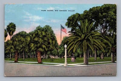 Vintage Texas Postcard MISSION Rio Grande Valley Park Scene 1957