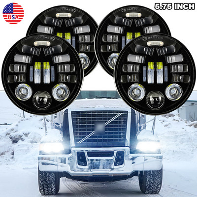 Fit Volvo VHD 2001-2019 4x 5-3/4'' 5.75 Inch LED Projector Headlight Headlamp Kit